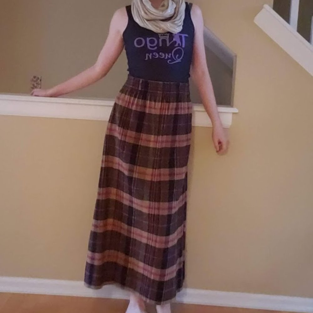Cambridge Plaid Long Skirt M